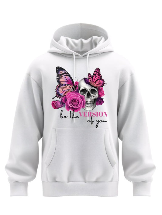 “Be the Best Version of You” Flower & Skull Hoodie
